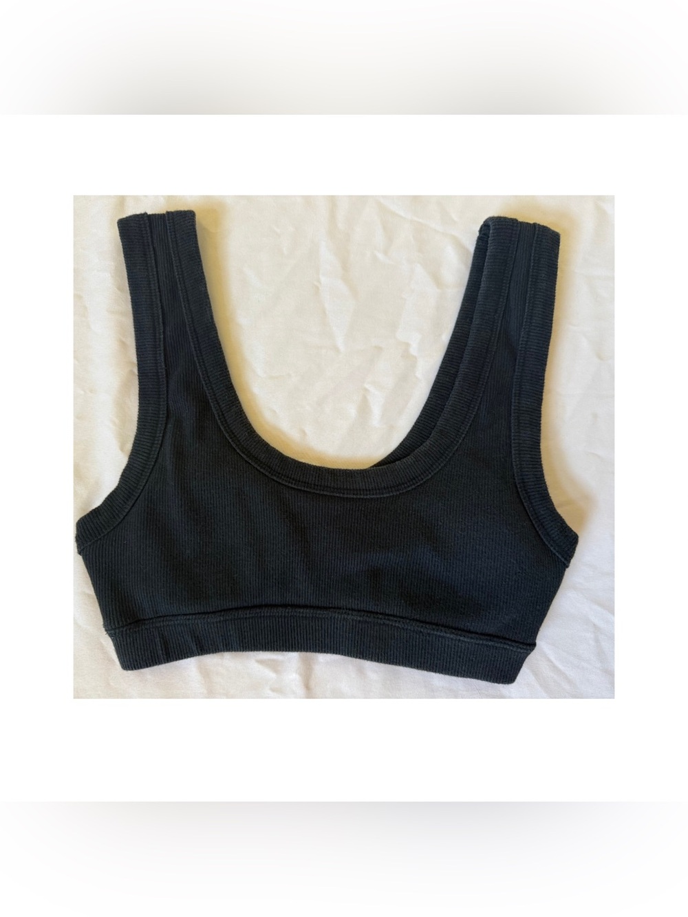 Forever 21 Black Ribbed Scoop Bralette-XS